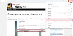 Меню разработчика